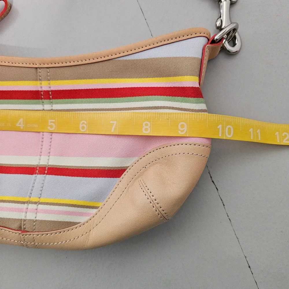 VTG Coach Soho Hampton Mini Shoulder Bag Striped Canvas Leather Trim Y2K Purse